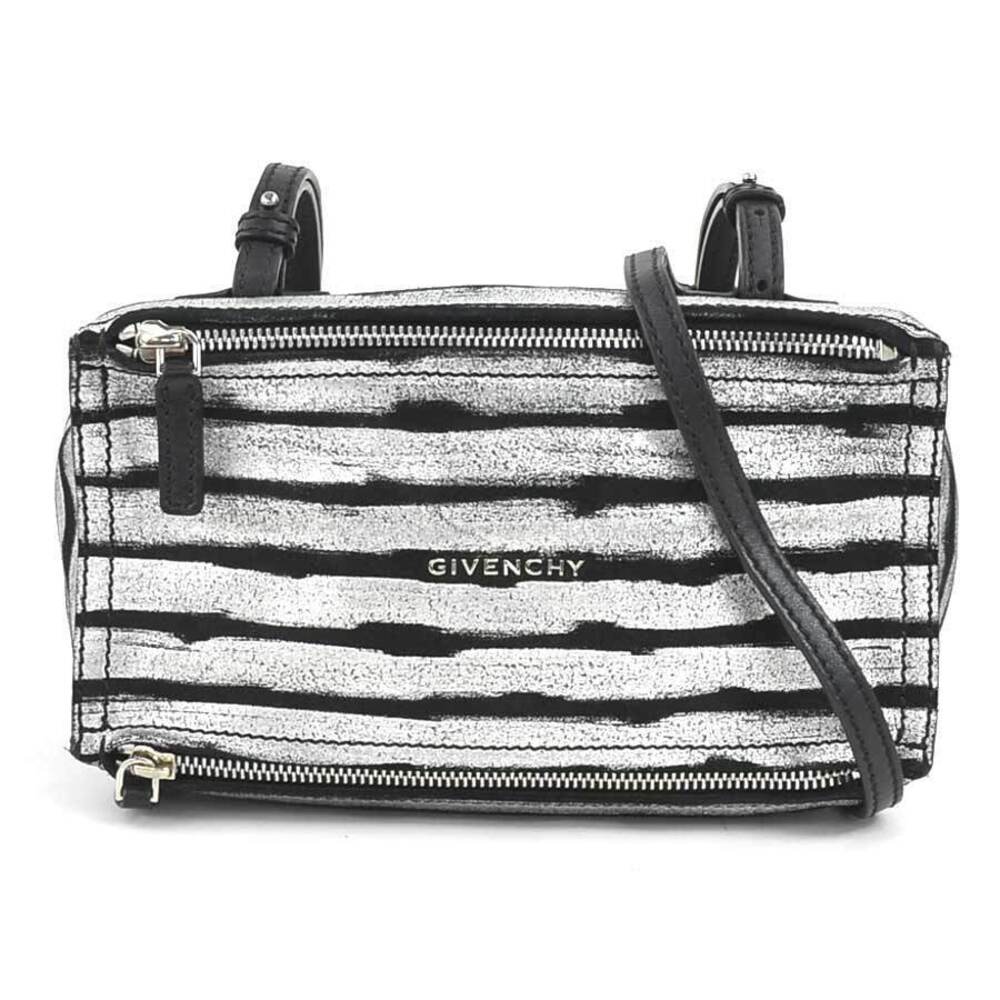 Givenchy Pandora Crossbody Shoulder Bag Suede Leather Silver Black